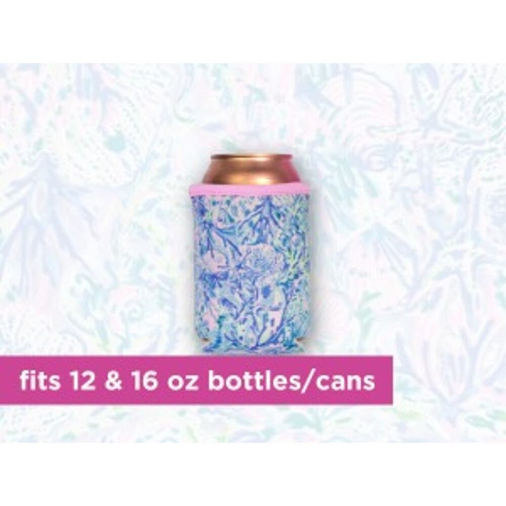 Lilly Pulitzer Blue Floral Hidden Lion Mug Beach Day Koozie Clear Pouch Set - Picture 9 of 10